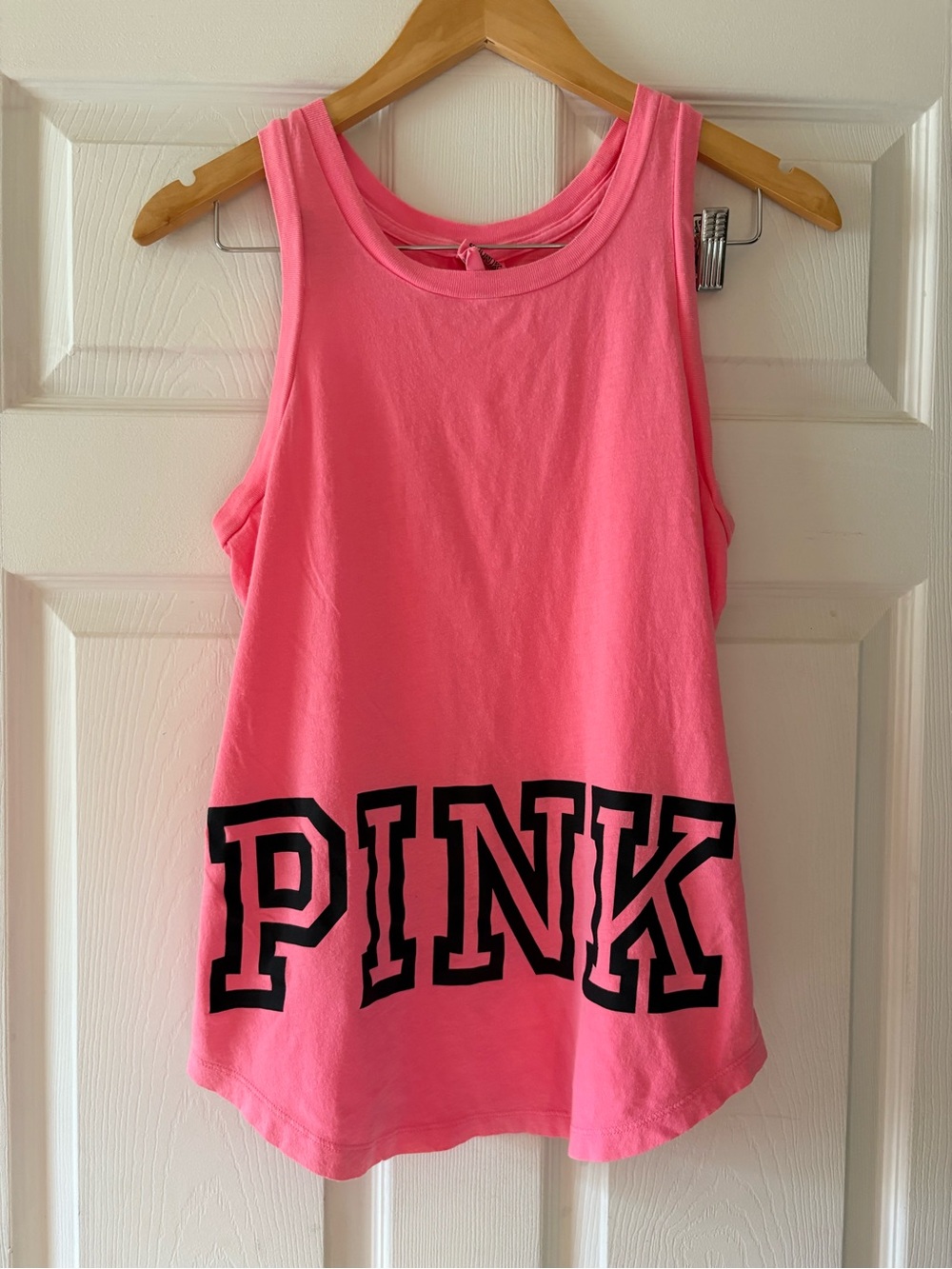 PINK Victoria's Secret Hot Pink Tank Top with Black Logo